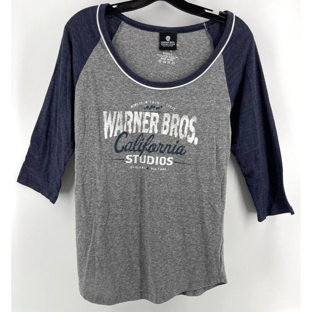 Warner Bros Studio Tour Hollywood Womens Graphic T-Shirt Gray 3/4 Sleeves S